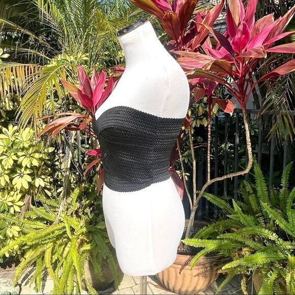Express Strapless Black Bandage Crop Top - Picture 5 of 8